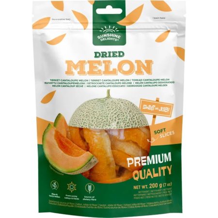 Dried Melon Sunshine Delights, premium soft dried fruit from Kandy Lover.